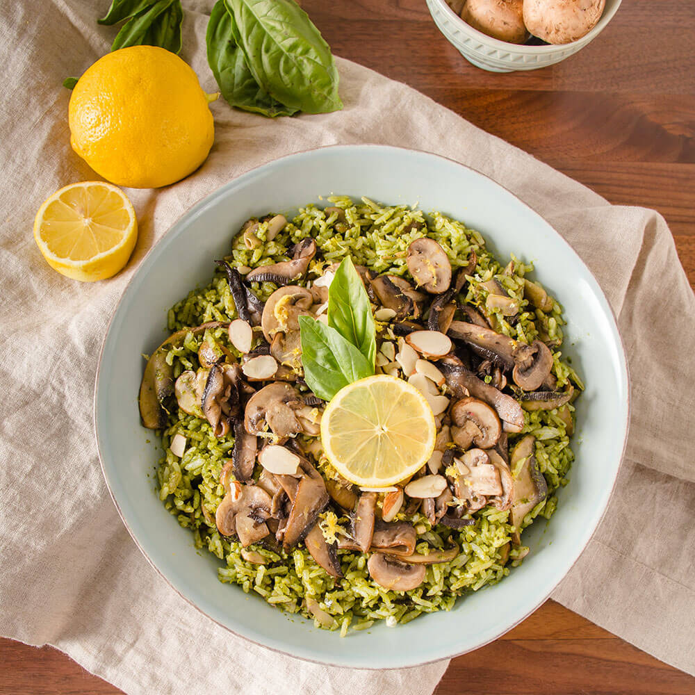 Earthy Mushroom Royal<sup>®</sup> Basmati Rice with Lemon Almond Pesto