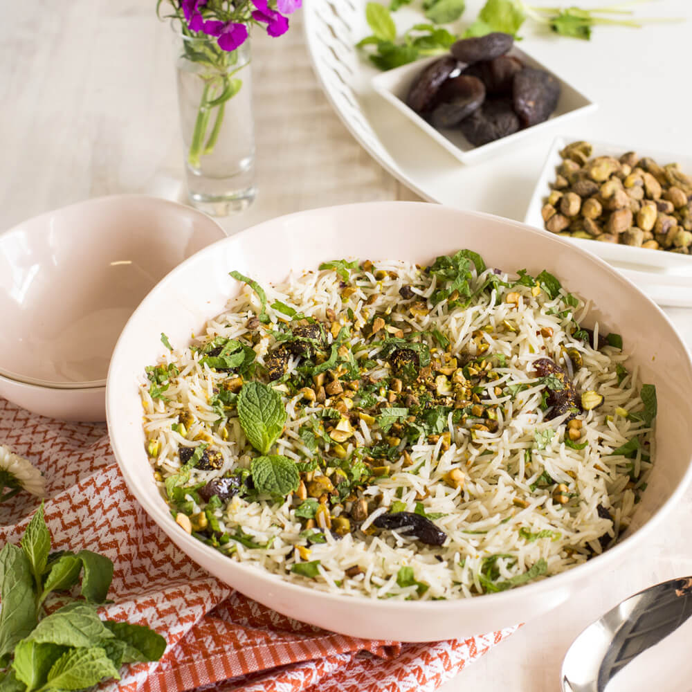 Basmati Rice with Pistachios, Honey and Mint