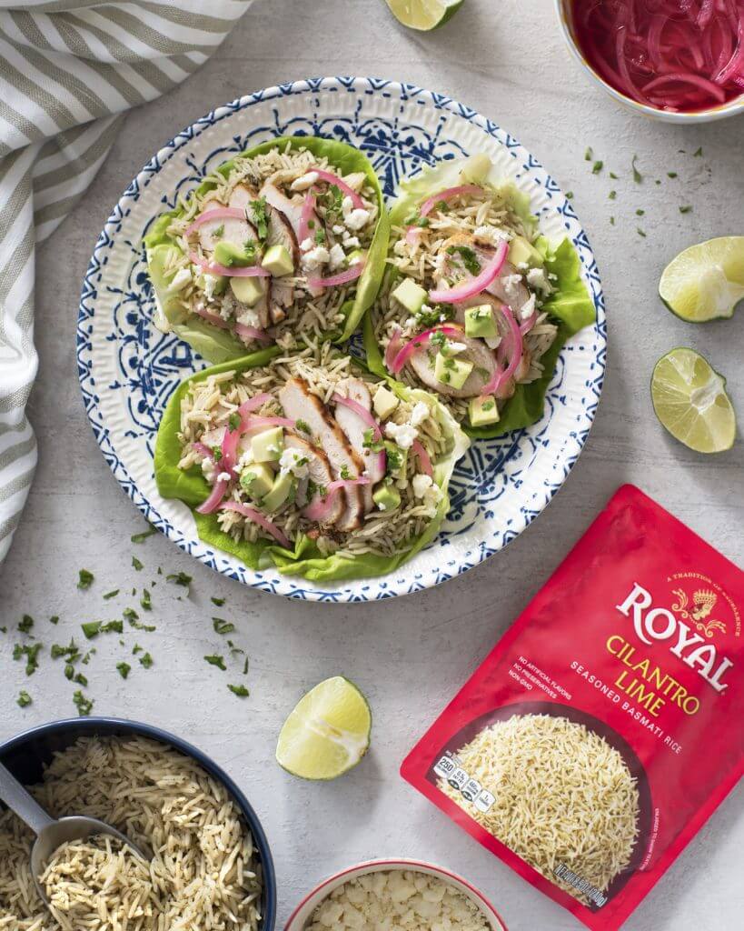 Cilantro Lime Chicken and Rice Lettuce Wraps