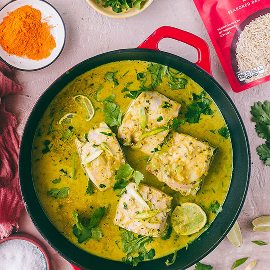 Poached Fish with Cilantro rice