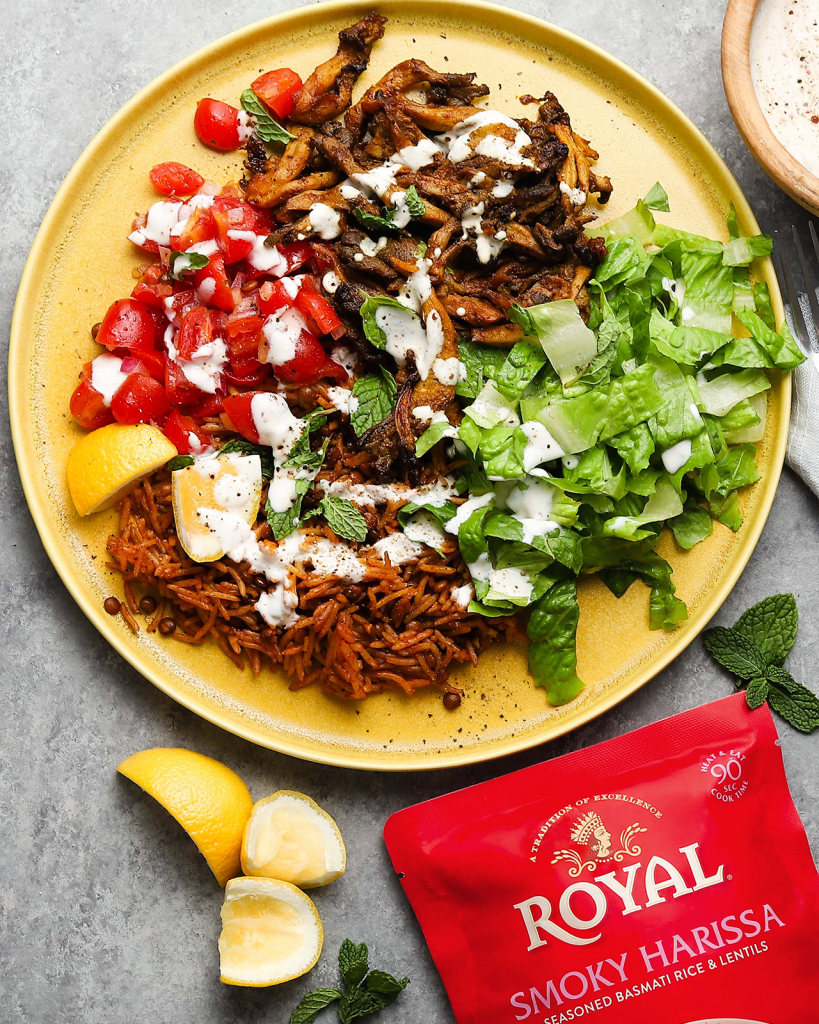 Mushroom Shwarma with Smoky Harissa Rice