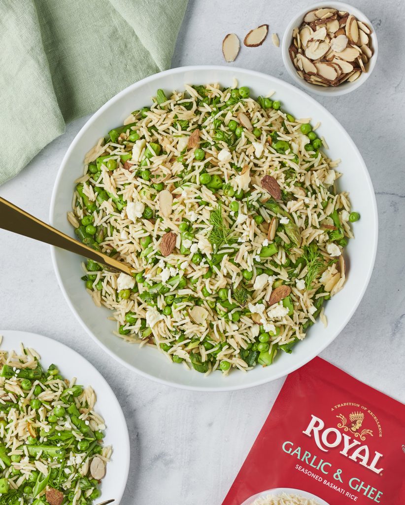 Herbaceous Spring Vegetable Salad with Garlic & Ghee Rice