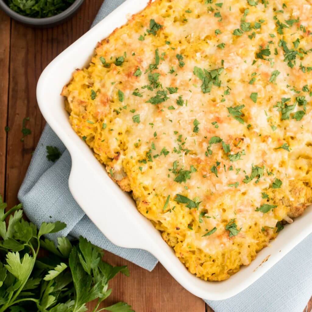 Golden Cauliflower and Brown Rice Bake