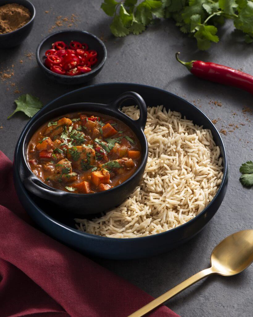 Weeknight Chicken Vindaloo with Garlic and Ghee Rice