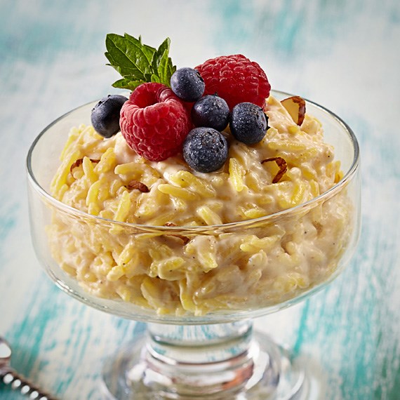 Indian Rice Pudding [Kheer] with Shaved Chocolate & Berries