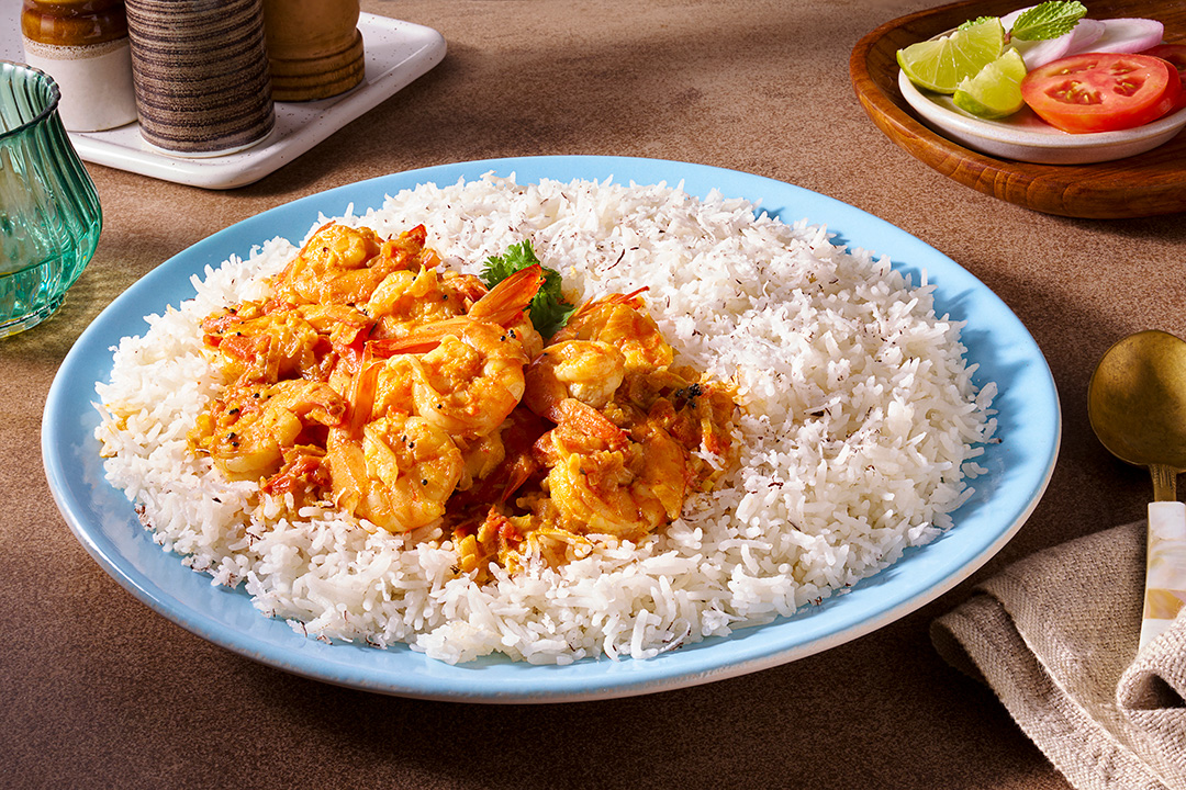 Shrimp curry with Coconut rice